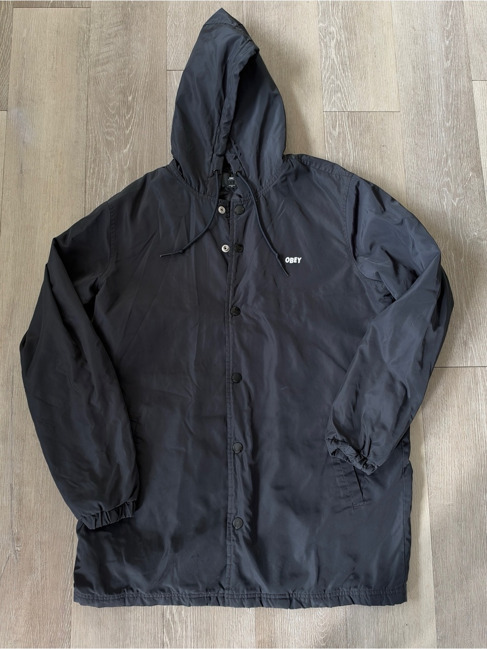 Obey Black Hooded Windbreaker Coach Jacket